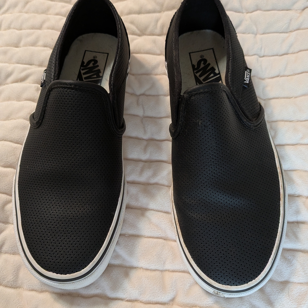 Vans Slip-On Perforated Black Casual Sneakers for Women Sz 8.5 Soles Like New